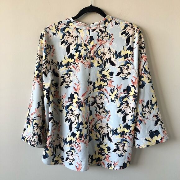 Halogen Floral Mock Neck Wide Sleeve Blouse - Picture 2 of 7